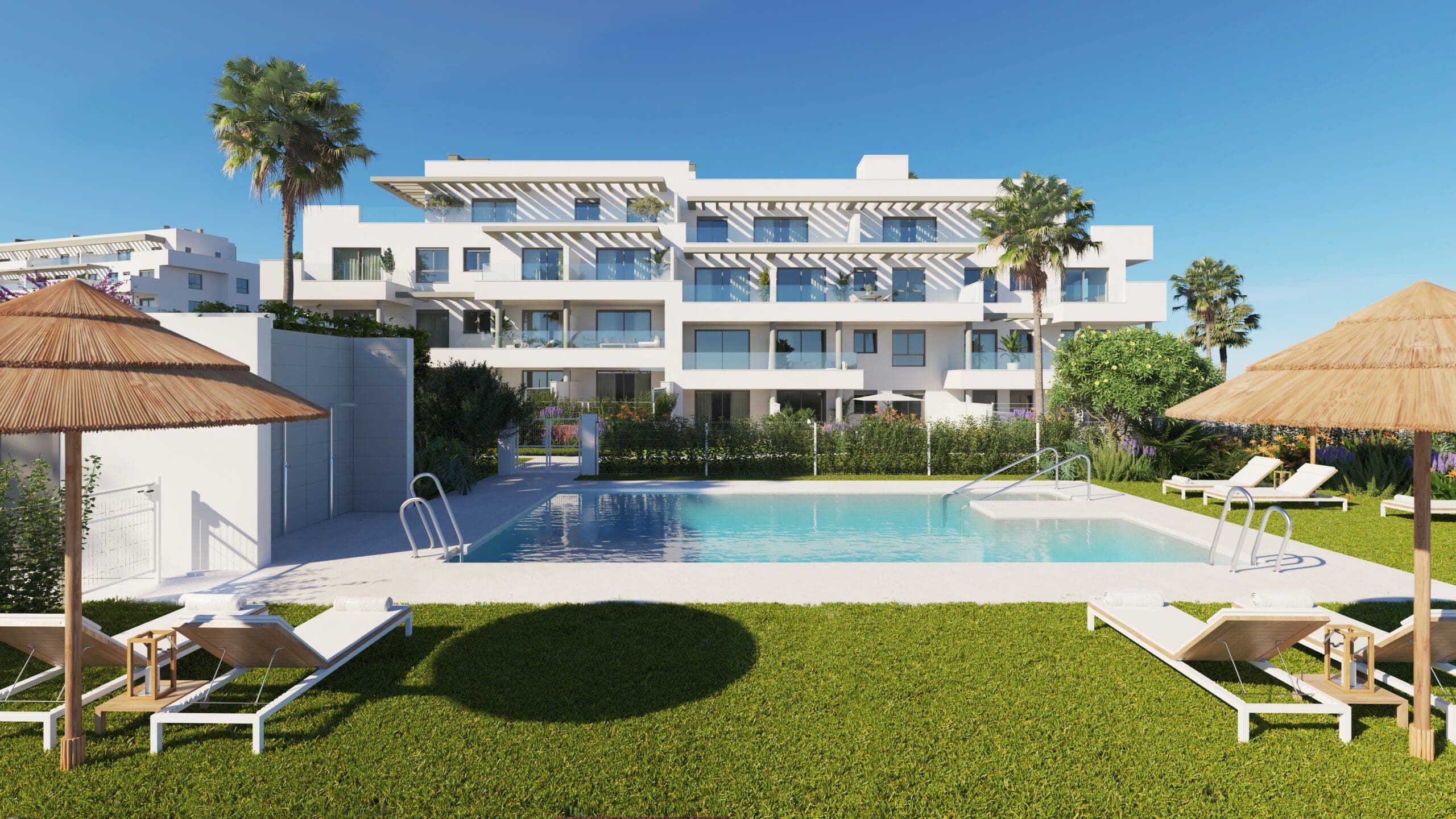 Attainable luxury apartments with terraces, gardens and contemporary Mediterranean design.
